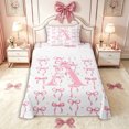 thumbnail image 1 of Manfei Girls Pink Letter Monogrammed A Twin Sheet Sets 3pcs,Kids Teens Ribbon Bow Knot Polka Dots Bedding,Super Cozy Room Decor, 1 of 5