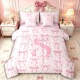 thumbnail image 1 of Manfei Girls Pink Letter Monogrammed S Bedding Comforter Set 7pcs,Kids Teens Polka Dots Ribbon Bow Knot Queen Bedding Sets,Pink Reversible,Super Cozy Room Decor, 1 of 7
