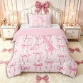 thumbnail image 1 of Manfei Girls Pink Letter Monogrammed A Twin Comforter Sets 3-Piece,Kids Teens Polka Dots Ribbon Bow Knot Bedding Set,Pink Reversible,Breathable Home Decor, 1 of 6