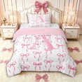 thumbnail image 1 of Manfei Girls Pink Letter Monogrammed A Twin Comforter Sets 3-Piece,Kids Teens Ribbon Bow Knot Polka Dots Bedding Set,Pink Reversible,Super Cozy Room Decor, 1 of 6