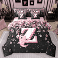 thumbnail image 1 of Manfei Girls Pink Monogrammed Bedding Comforter Set 7-Piece, Personalized Letter Z Full Bedding Set, Kawaii Axolotl Cherry Blossoms Fitted Sheet Flat Sheet, Microfiber Bedroom Decor, 1 of 8