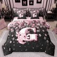thumbnail image 1 of Manfei Girls Pink Monogrammed Bedding Comforter Set 7pcs, Personalized Letter G King Bedding Sets, Kawaii Axolotl Cherry Blossoms Bed Sheets, Super Cozy Room Decor, 1 of 8