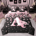 thumbnail image 1 of Manfei Girls Pink Monogrammed Twin Bedding Sets 7pcs, Personalized Letter A Bedding Comforter Set, Kawaii Axolotl Cherry Blossoms Sheet Sets, Super Cozy Room Decor, 1 of 8