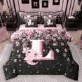 thumbnail image 1 of Manfei Girls Pink Monogrammed Twin Bedding Sets 7pcs, Personalized Letter L Bedding Comforter Set, Kawaii Axolotl Cherry Blossoms Sheet Sets, Ultra Soft Home Decor, 1 of 8