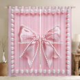 thumbnail image 1 of Manfei Girls Pink Pearl Bowknot Blackout Curtains Set of 2 (52x84 Each),Ribbon Bowtie Window Curtains,Dreamy Princess Curtains and Drapes,Microfiber Bedroom Decor, 1 of 6