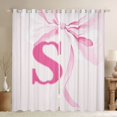 thumbnail image 1 of Manfei Girls Pink Personalized Initial S Curtains Pack of 2 (42x84 Each),Kids Teens Kawaii Ribbon Bow Curtains Blackout,Microfiber Bedroom Decor, 1 of 6