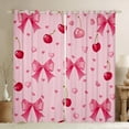 thumbnail image 1 of Manfei Girls Pink Ribbon Black Out Curtains, Cartoon Bowknot Bow-tie Curtains Pack of 2 (42x63 Each), Princess Cherry Love Heart Bedroom Curtains, Curtains Blackout Bedroom Decor, 1 of 6