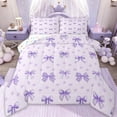 thumbnail image 1 of Manfei Girls Purple Bow Queen Comforter Set,Girly Cute Dot Bowknot Bedding Comforter Set For Girls,Princess Bow-Tie Reversible 3pcs, 1 of 10