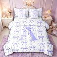 thumbnail image 1 of Manfei Girls Purple Letter Monogrammed A Bedding Comforter Set 7pcs,Kids Teens Polka Dots Ribbon Bow Knot Queen Bedding Sets,Breathable Home Decor, 1 of 7