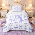thumbnail image 1 of Manfei Girls Purple Letter Monogrammed A Twin Comforter Sets 3-Piece,Kids Teens Polka Dots Ribbon Bow Knot Bedding Set,Breathable Home Decor, 1 of 6