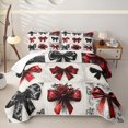 thumbnail image 1 of Manfei Girls Red Ribbon Bowtie Bed Spread Queen,Gothic Romantic Roses Queen Coverlet Set for Teens, 1 of 7