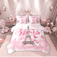 thumbnail image 1 of Manfei Girls Romantic Paris Bedding Comforter Set 7 Pieces, Eiffel Tower Full Bedding Set, Pink Watercolor Butterfly Fitted Sheet Flat Sheet, Super Cozy Room Decor, 1 of 8