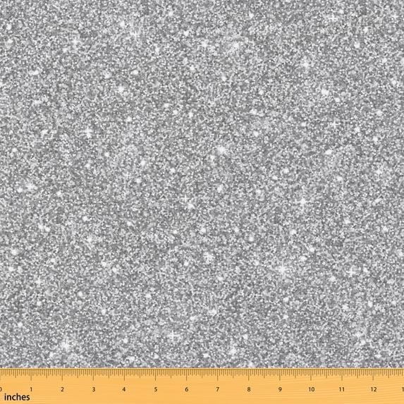 Manfei Girly Blings Print Fabric by the Yard 1 Yard, Cute Sequins Print Home Decor Fabric by the Yard, Silver Glitter