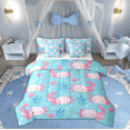 thumbnail image 1 of Manfei Girly Blue Axolotl Bedding Comforter Set 7 Pieces for Kids, Kawaii Seashell Sealife Full Bedding Set, Ocean Animal Reversible Fitted Sheet Flat Sheet, Luxury Bedroom Decor, 1 of 8