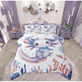 thumbnail image 1 of Manfei Girly Blue Axolotl Full Size Comforter Sets for Kids, Kawaii Seashell Sealife Bedding Comforter Set, Ocean Animal Reversible Bedding Sets, Microfiber Bedroom Decor, 3pcs, 1 of 9