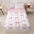 thumbnail image 1 of Manfei Girly Bow Zipper Twin Comforter Sets with Fitted Sheet and 2 Pillowcases For Kids,Pink Ribbon Bowknot Zipper Bedding Set,Pink Reversible,4-Piece, 1 of 7