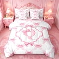 thumbnail image 1 of Manfei Girly Bowknot 7-Piece Twin Bedding Sets For Girl,Letter Q Initial Lettering Bedding Comforter Set For Kids,Pink Reversible, 1 of 7