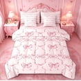 thumbnail image 1 of Manfei Girly Bowknot 7 Pieces Bedding Comforter Set,Ribbon Bow Kawaii Full Bedding Set For Kids Girls Women Reversible, 1 of 10