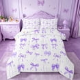 thumbnail image 1 of Manfei Girly Bowknot Queen Comforter Set For Girls,Purple Coquette Bow Bedding Comforter Set For Kids,Reversible,3 Pieces, 1 of 7