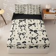 thumbnail image 1 of Manfei Girly Bowknot Zipper Full Size Comforter Sets with Fitted Sheet and 2 Pillowcases For Kids,Black Ribbon Bow Print Zipper Bedding Set For Girls,Black Reversible,4 Pieces, 1 of 7