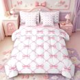 thumbnail image 1 of Manfei Girly Bowtie 7-Piece Twin Bedding,Cute Pink Bow Bedding Comforter Set,Pink Reversible, 1 of 7