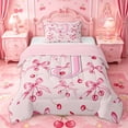 thumbnail image 1 of Manfei Girly Cherry Bow Design Twin Comforter Sets For Girls,Letter J Alphabet Initial Bedding Set,Pink Reversible,2-Piece, 1 of 7