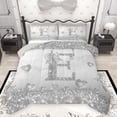 thumbnail image 1 of Homewish Girly Grey Letter E Queen Comforter Set, Romantic Glitter Diamond Bedding Sets, Teens Kids Girls Women Reversible Bedding Comforter Set, Super Cozy Room Decor, 3 Pieces, 1 of 8