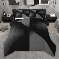 Manfei Girly Grey Stripes Bedding Comforter Set for Female, Modern Abstract Ombre Twin Comforter Sets, Chic Artwork Reversible Bedding Set, Lightweight Room Decor, 2pcs