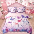 thumbnail image 1 of Manfei Girly Kawaii Butterfly 7-Piece Bedding Comforter Set for Girls, Pink Purple Watercolor King Bedding Sets, Cute Cartoon Animals Reversible Bed Sheets, Luxury Bedroom Decor, 1 of 8