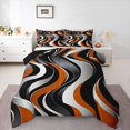 thumbnail image 1 of Manfei Girly Orange Minimalst Queen Comforter Set, Stripes Ombre Bedding Comforter Set, Abstract Geometric Reversible Bedding Set, Lightweight Room Decor, 3-Piece, 1 of 8
