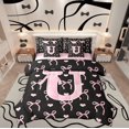 thumbnail image 1 of Feelyou Girly Pink Bow Bedding Comforter Set 7pcs, Monogrammed U Queen Bedding Sets, Initial A to Z Letter Queen Sheet Sets, Lightweight Room Decor, 1 of 7