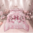 thumbnail image 1 of Manfei Girly Pink Bowknot Bedding Comforter Set for Teen, Princess Christmas Bow Twin Comforter Sets, Magic Snowflake Reversible Bedding Set, Ultra Soft Home Decor, 2 Pieces, 1 of 9
