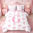thumbnail image 1 of Manfei Girly Pink Bowknot Design 7-Piece Twin Bedding Sets,Dreamy Princess Style Letter G Alphabet Initial Bedding Comforter Set,Pink Reversible, 1 of 7