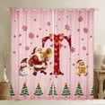thumbnail image 1 of Manfei Girly Pink Christmas Blackout Curtains Set of 2 (52x84 Each) for Child, Bowknot Monogrammed T Window Curtains, Kawaii Xmas Tree Curtains and Drapes, Living Room Curtains Decor, 1 of 6
