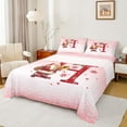 thumbnail image 1 of Manfei Girly Pink Christmas Full Size Sheets for Kids, Cartoon Monogrammed H Bed Sheets, Kawaii Santa Claus Sheet Sets, Breathable Home Decor, 4-Piece, 1 of 6
