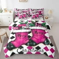 thumbnail image 1 of Manfei Girly Pink Christmas Socks Bedding Comforter Set 7 Pieces, Santa Calue Gifts Full Bedding Set, Fashion Square Geometric Reversible Fitted Sheet Flat Sheet, Ultra Soft Home Decor, 1 of 7