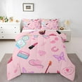 thumbnail image 1 of Manfei Girly Pink Fashion Full Size Comforter Sets for Teen, Cartoon Princess Hat Bedding Comforter Set, Kawaii Butterfly Reversible Bedding Sets, Breathable Home Decor, 3 Pieces, 1 of 8