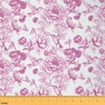 thumbnail image 1 of Manfei Girly Pink Flower Fabric by the Yard (1 Yard), Vintage Bird Decorative Fabric by the Yard, Botanical Plant Floral Sewing & Crafting Fabric, 1 of 6