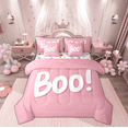 thumbnail image 1 of Manfei Girly Pink Halloween Bedding Comforter Set 7 Pieces for Kid, Kawaii Boo Full Bedding Set, Cute Princess Cartoon Reversible Fitted Sheet Flat Sheet, Super Cozy Room Decor, 1 of 8