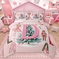 thumbnail image 1 of Homewish Girly Pink Letter D Full Size Comforter Sets, Kawaii Nutcracker Princess Bedding Comforter Set, Merry Christmas Reversible Bedding Sets, Breathable Home Decor, 3-Piece, 1 of 8
