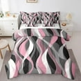 thumbnail image 1 of Manfei Girly Pink Minimalst Twin Bedding Sets 7-Piece, Stripes Ombre Bedding Comforter Set, Abstract Geometric Reversible Sheet Sets, Breathable Home Decor, 1 of 7