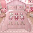 thumbnail image 1 of Manfei Girly Pink Nutcracker Queen Comforter Set for Kids, Winter Christmas Snowflake Bedding Sets, Happy Holiday Reversible Bedding Comforter Set, Luxury Bedroom Decor, 3pcs, 1 of 9