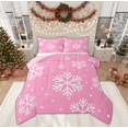 thumbnail image 1 of Manfei Girly Pink Snowflake Bedding Comforter Set, Merry Christmas Twin Comforter Sets, Teens Boys Girls Kids Reversible Bedding Set, Lightweight Room Decor, 2pcs, 1 of 9