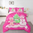 thumbnail image 1 of Manfei Girly Pink Snowman Full Size Comforter Sets for Kid, Merry Christmas Bedding Comforter Set, Western Winter Festival Reversible Bedding Sets, Lightweight Room Decor, 3-Piece, 1 of 8
