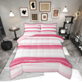 thumbnail image 1 of Manfei Girly Pink Stripes Bedding Comforter Set for Adult, Oil Printing Artwork Twin Comforter Sets, Abstract Ombre Reversible Bedding Set, Breathable Home Decor, 2pcs, 1 of 8