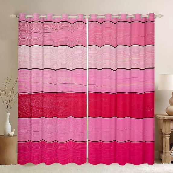Manfei Girly Pink Stripes Curtains Pack of 2 (42x84 Each) for Female, Modern Abstract Ombre Curtains Blackout, Chic Artwork Bedroom Curtains, Curtains and Drapes Decor