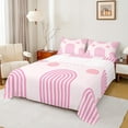 thumbnail image 1 of Manfei Girly Pink Stripes Queen Sheet Sets for Teen, Modern Abstract Geometric Flat Sheet, Chic Minimalism Queen Fitted Sheet, Microfiber Bedroom Decor, 4 Pieces, 1 of 7