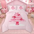 thumbnail image 1 of Manfei Girly Pink Xmas Tree Full Size Comforter Sets, Red Bowknot Bedding Comforter Set, Winter Christmas Cartoon Theme Reversible Bedding Sets, Lightweight Room Decor, 3-Piece, 1 of 9