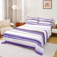 thumbnail image 1 of Manfei Girly Purple Stripes Twin Sheet Sets for Adult, Oil Printing Artwork Twin Fitted Sheet, Abstract Ombre Flat Sheet, Ultra Soft Home Decor, 3pcs, 1 of 7