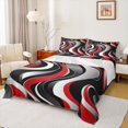 thumbnail image 1 of Manfei Girly Red Minimalst Full Size Sheets, Stripes Ombre Bed Sheets, Modern Abstract Geometric Sheet Sets, Luxury Bedroom Decor, 4 Pieces, 1 of 7